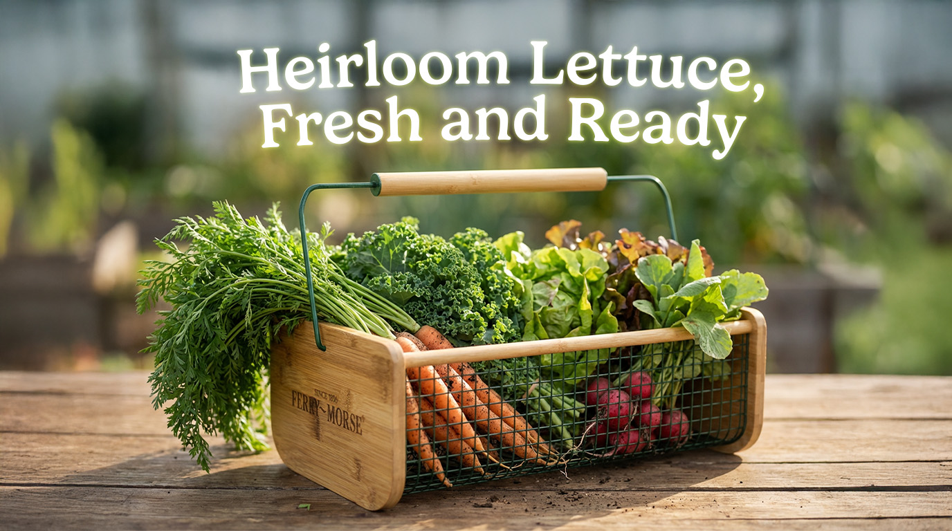 Freshly harvested organic vegetables including carrots, kale, lettuce, and radishes.