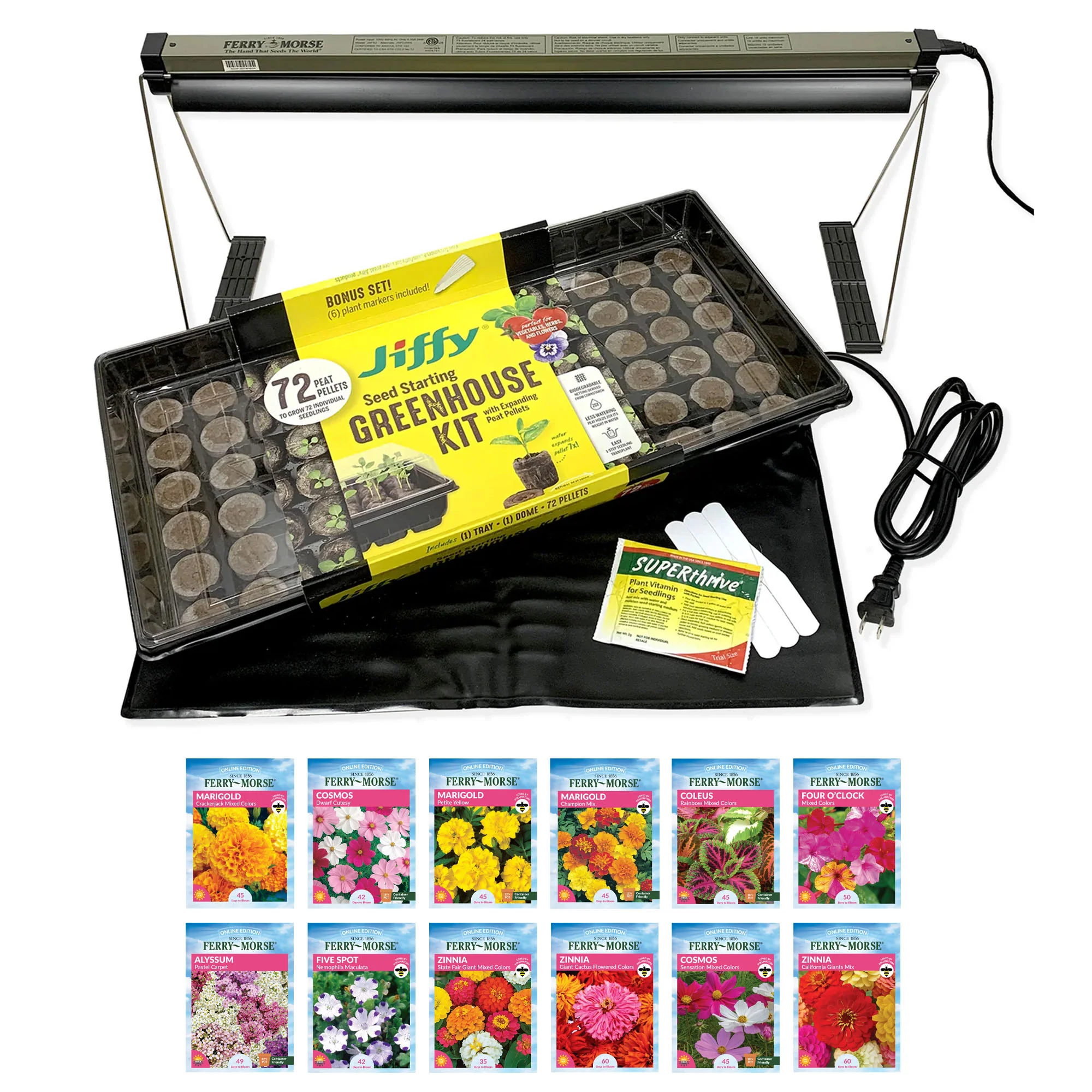 Image of Complete Indoor Growing Seed Starting Kit, Annual Flower Seeds