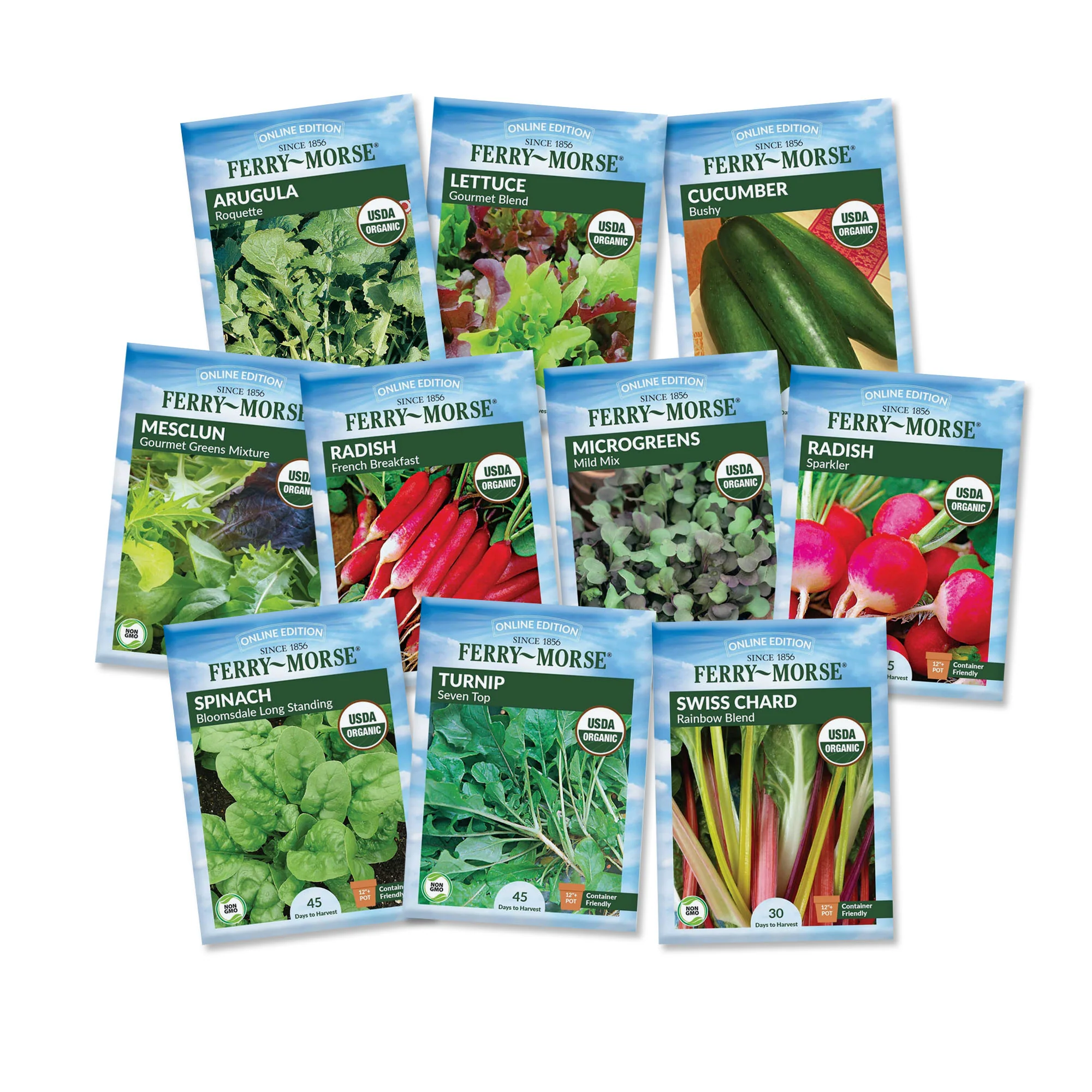 Image of Quick-Grow Organic Vegetable Seed Variety Pack - 10 Pack