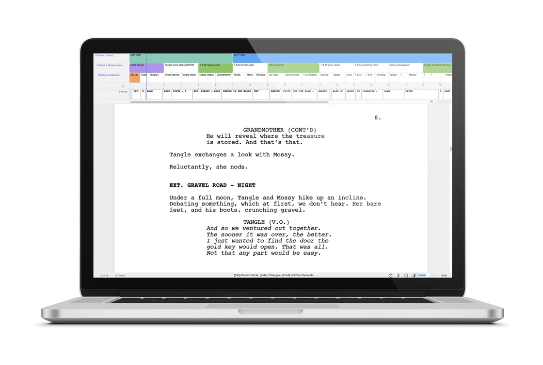 Image of Final Draft Script on a laptop