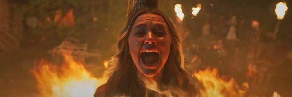 Madison Iseman being burned at the stake in Witchboard