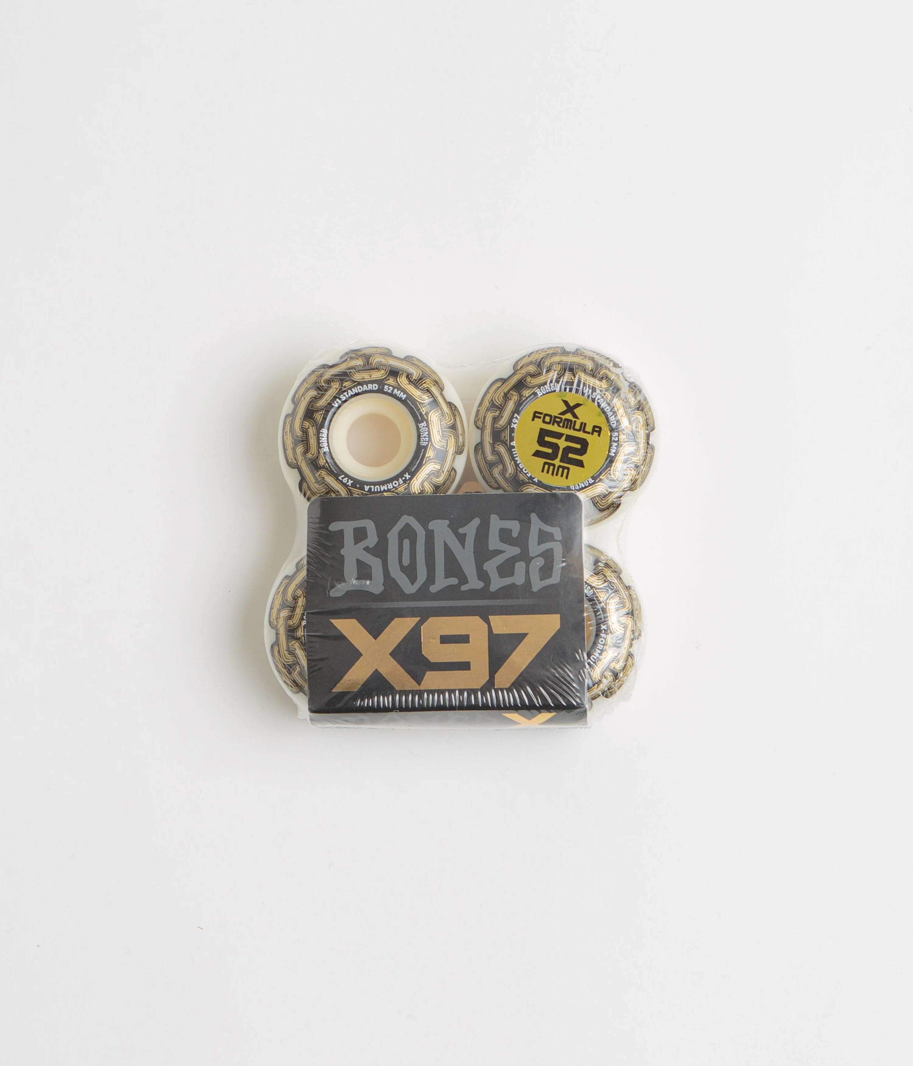 Image of Bones X-Formula Gold Chain 97A V1 Standard Wheels - White - 52mm