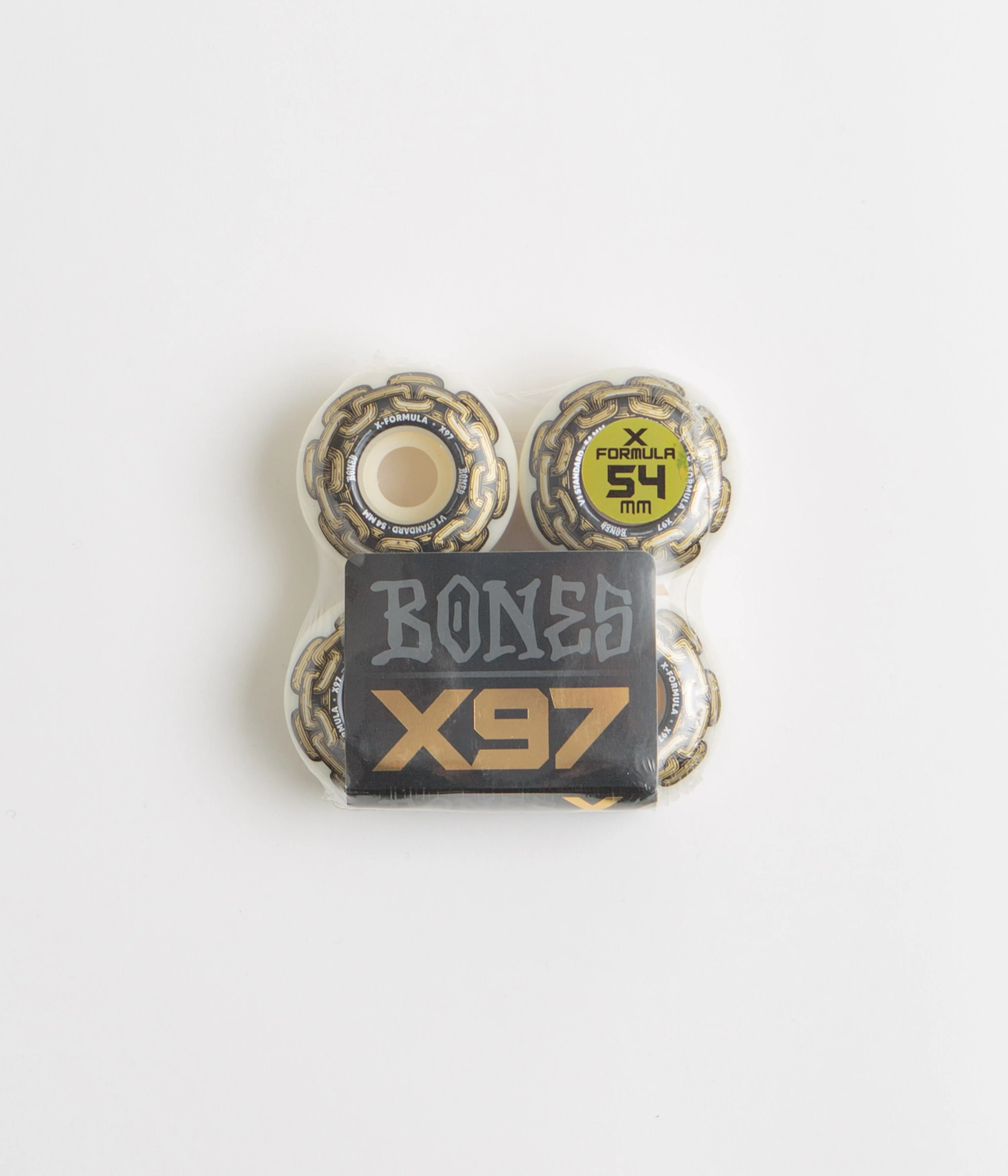 Image of Bones X-Formula Gold Chain 97A V1 Standard Wheels - White - 54mm