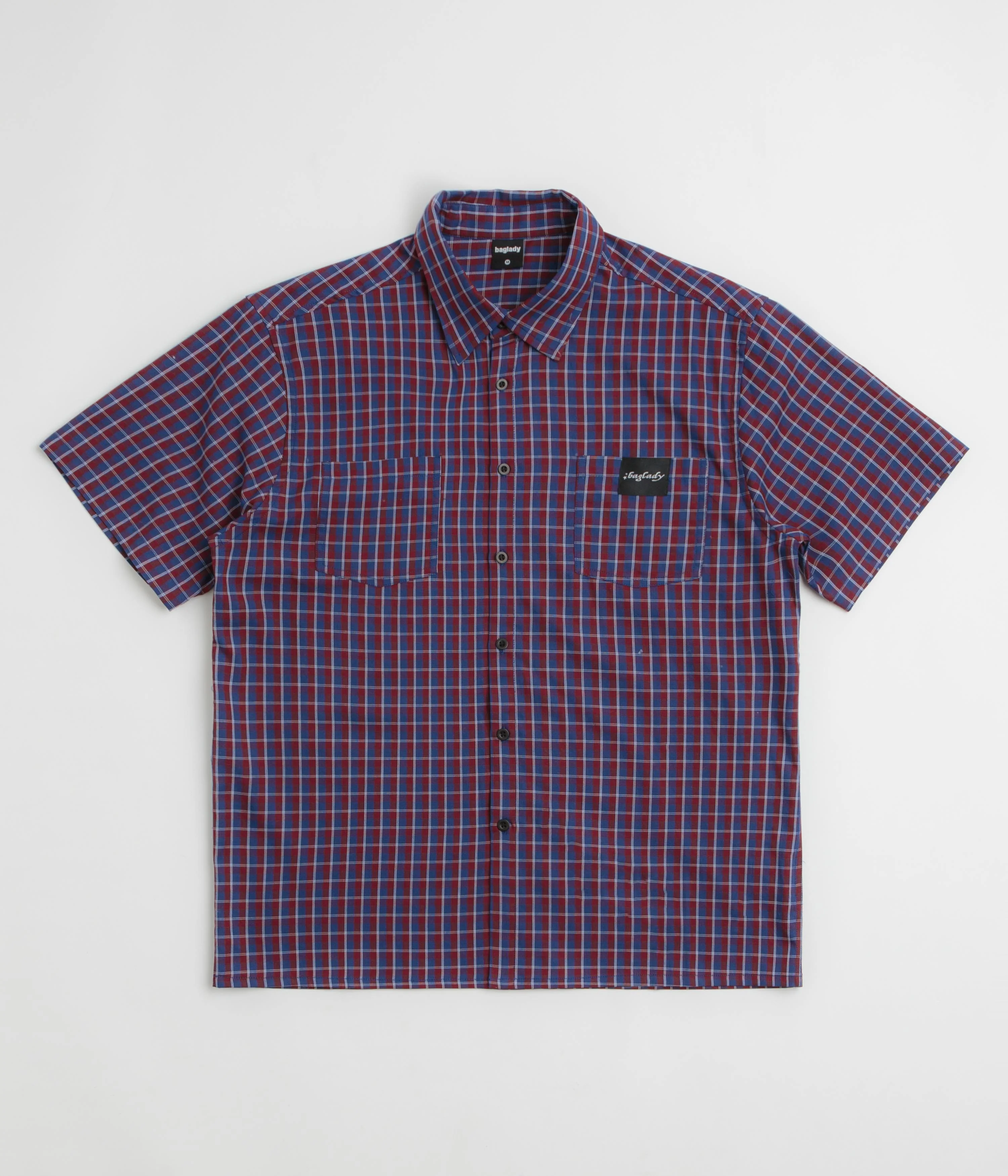 Image of Baglady Plaid Short Sleeve Shirt - Red / Blue