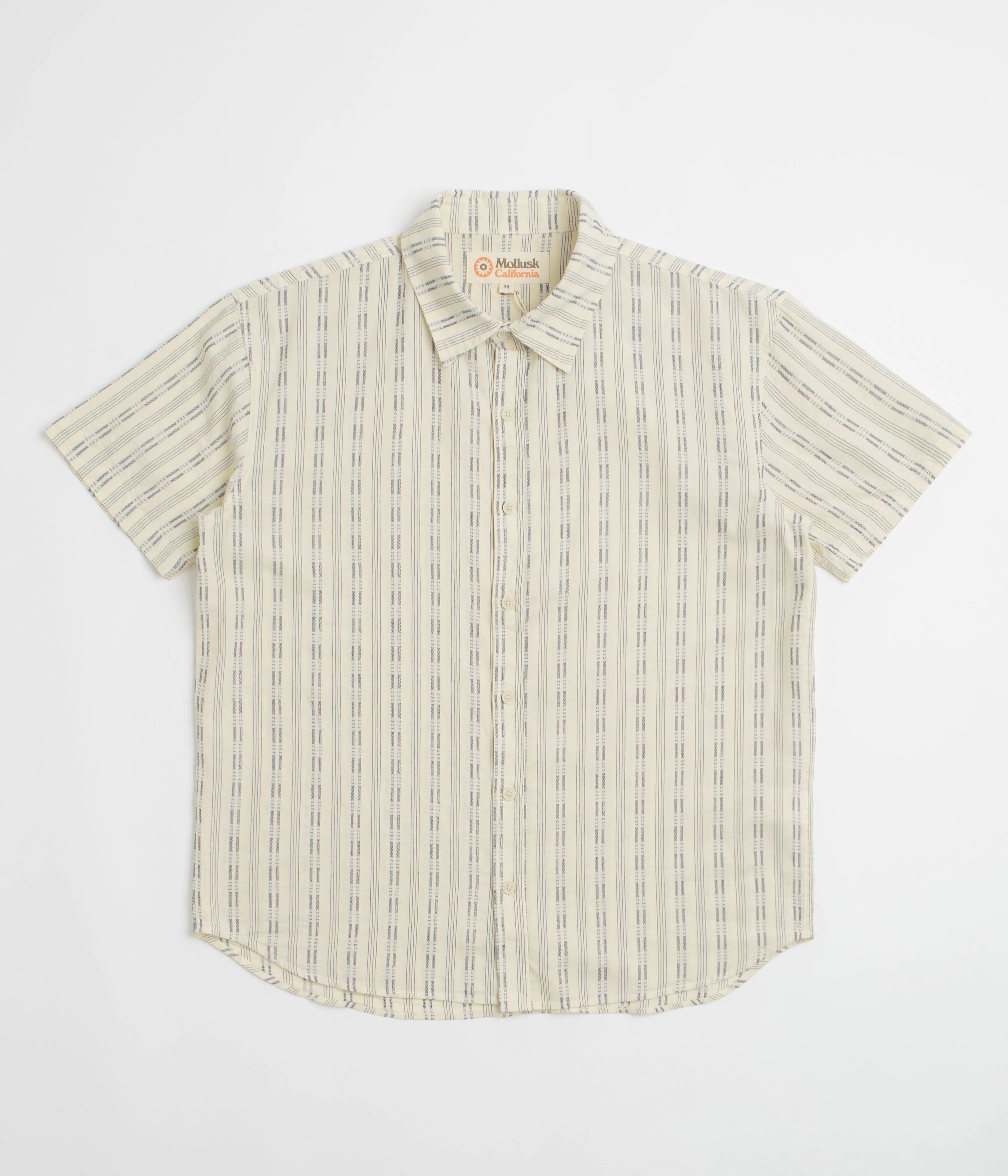 Image of Mollusk Summer Shirt - Natural / Navy Dobby
