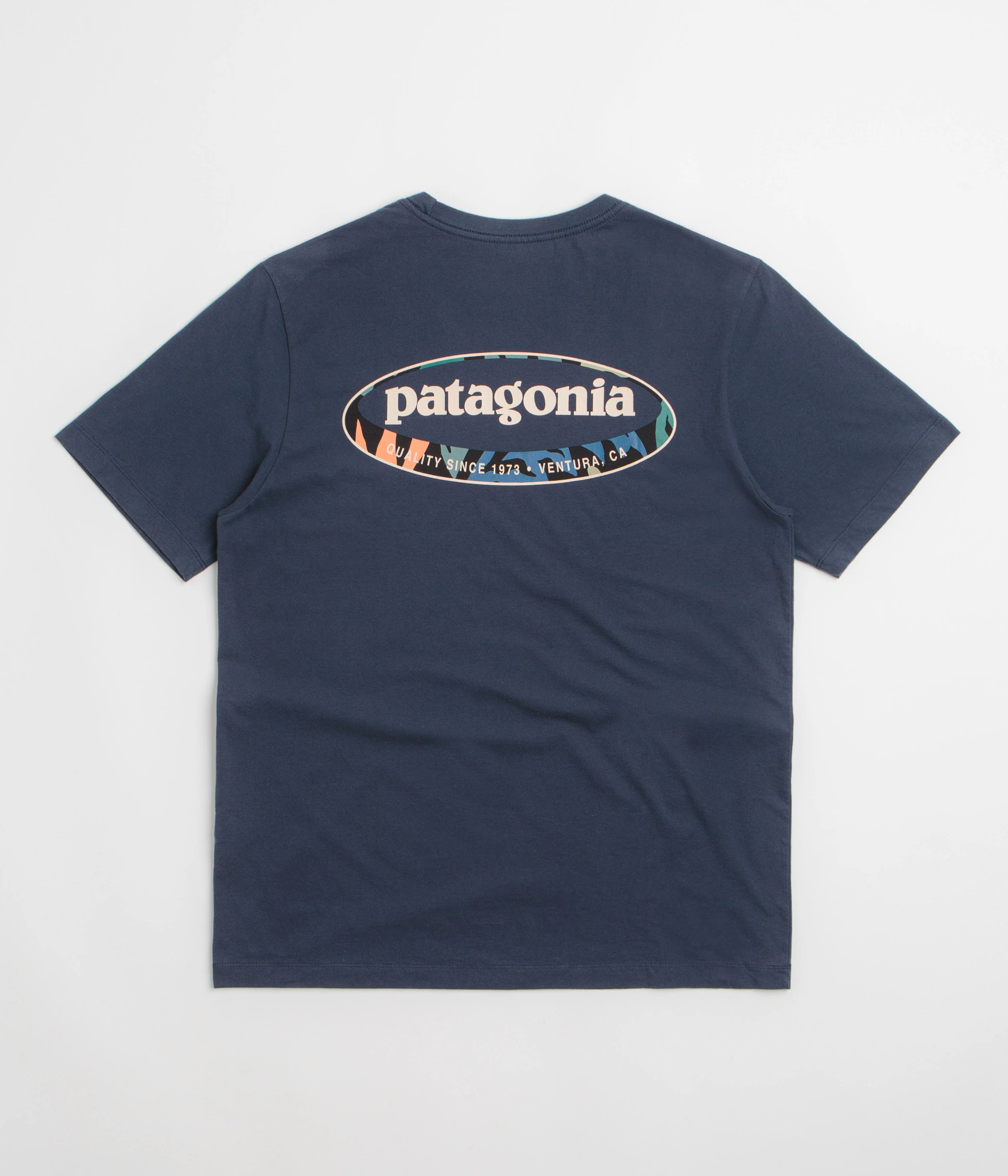 Image of Patagonia 95 Oval Logo T-Shirt - New Navy: Kaleido