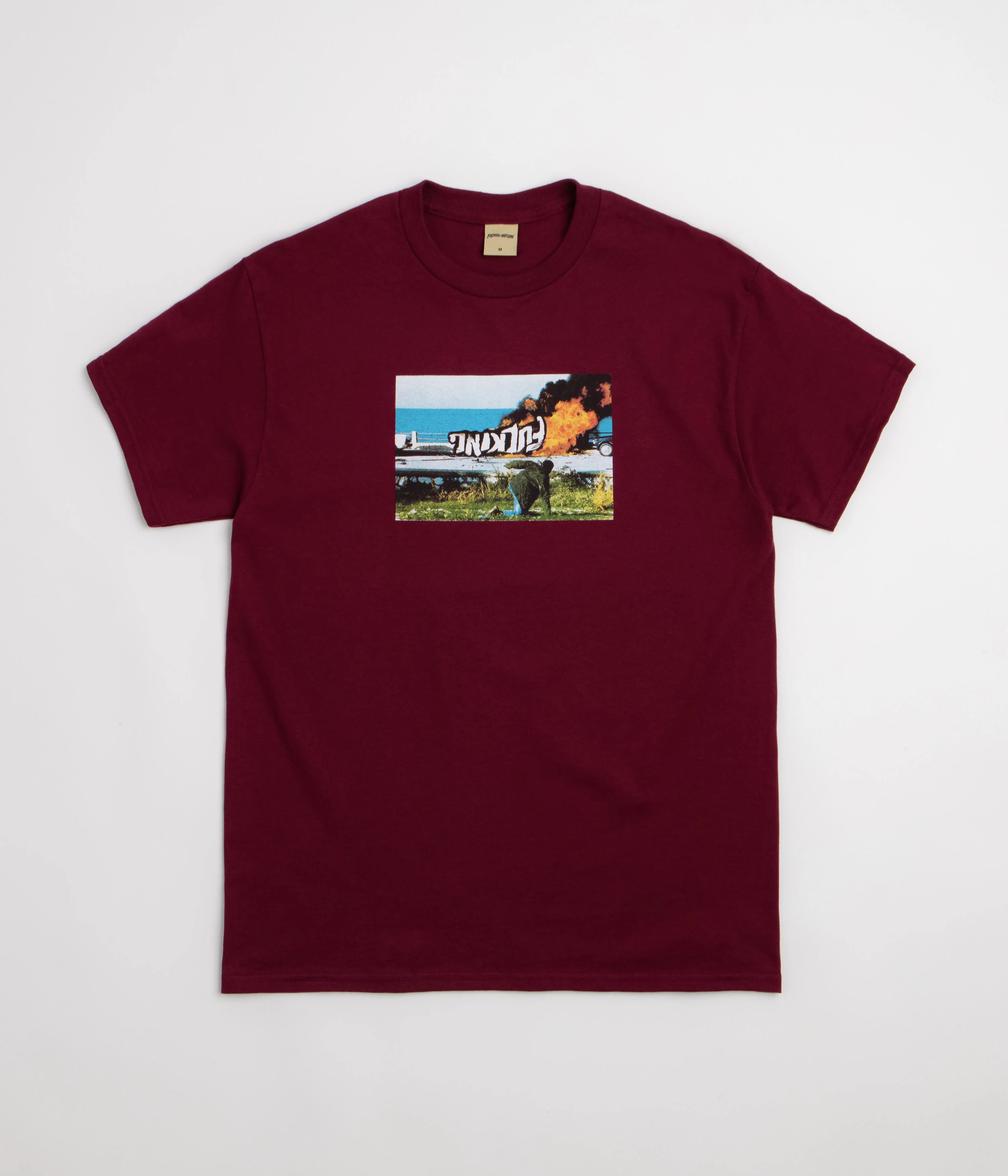 Image of Fucking Awesome Car Burn T-Shirt - Maroon