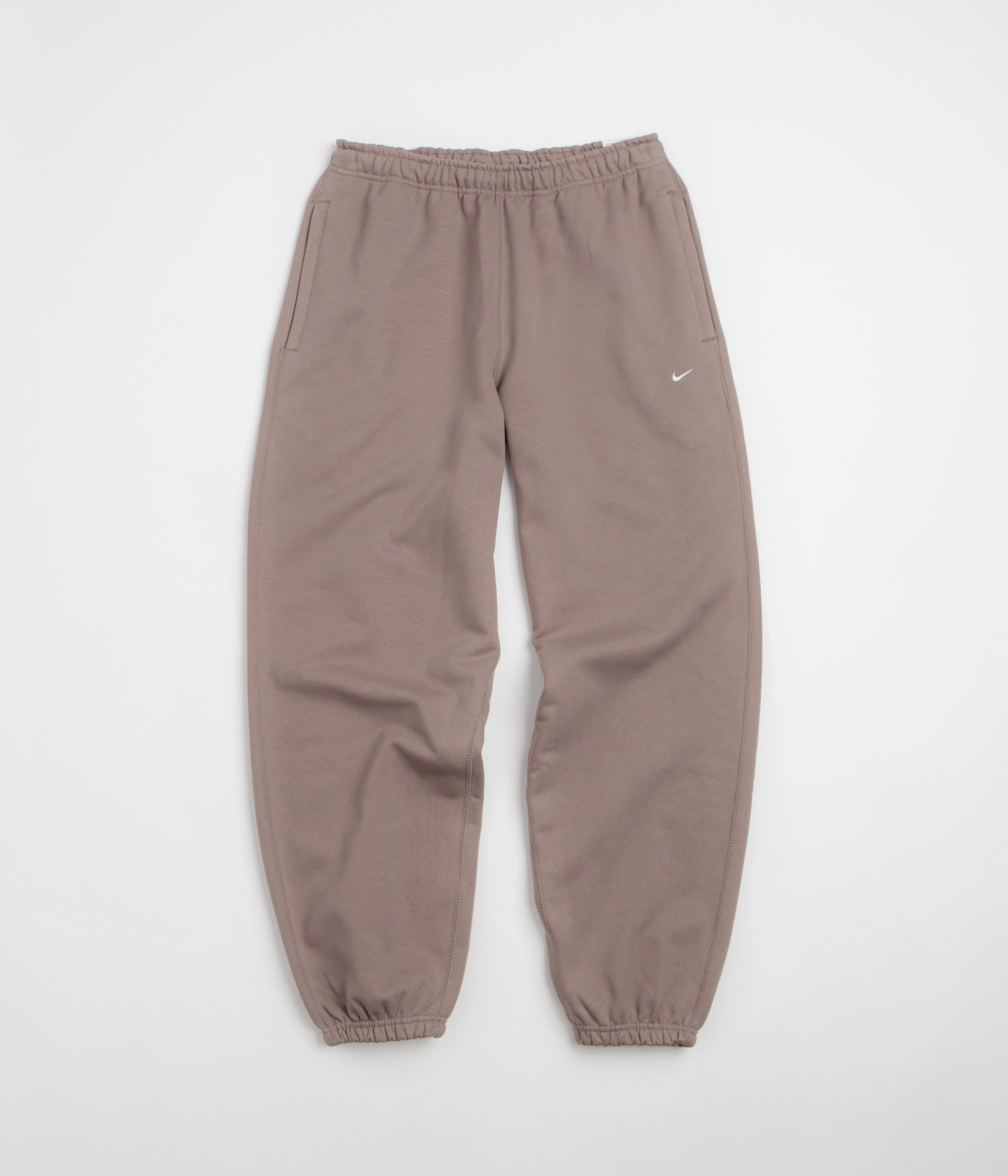 Image of Nike Solo Swoosh Cuffed Sweatpants - Mink Brown / Mink Brown / White