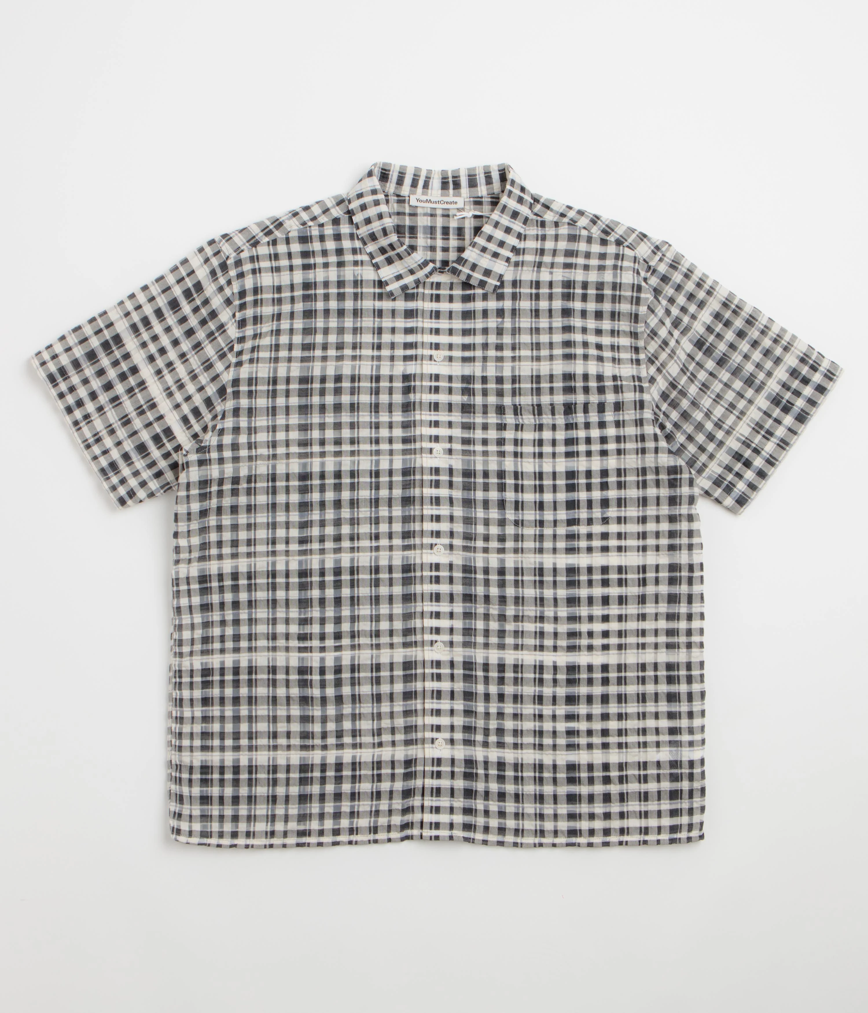 Image of YMC Malick Short Sleeve Shirt - Charcoal / Off White