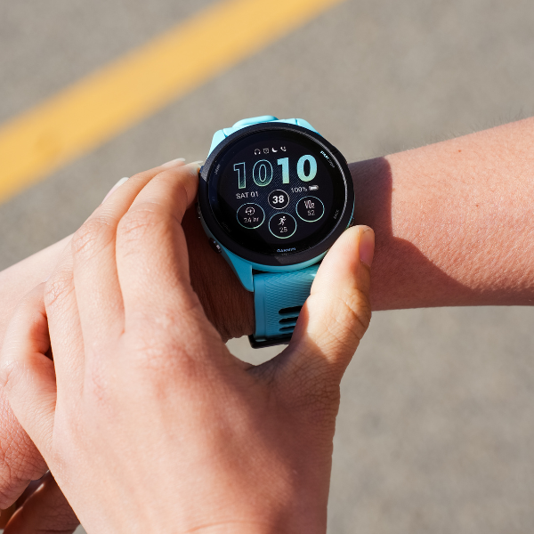 Woman wearing a Garmin watch