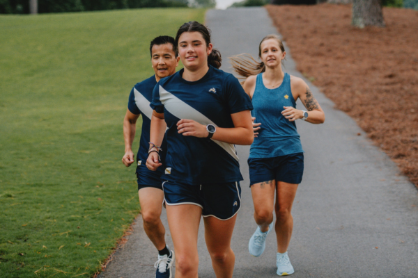 Group of people running together