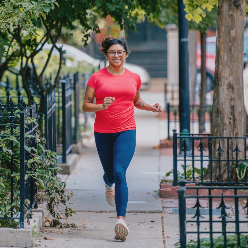 Woman running in lululemon apparel