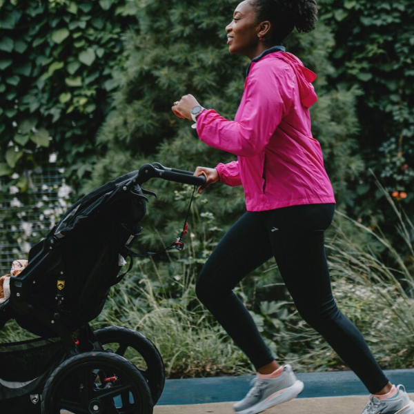 Woman pushing a stroller