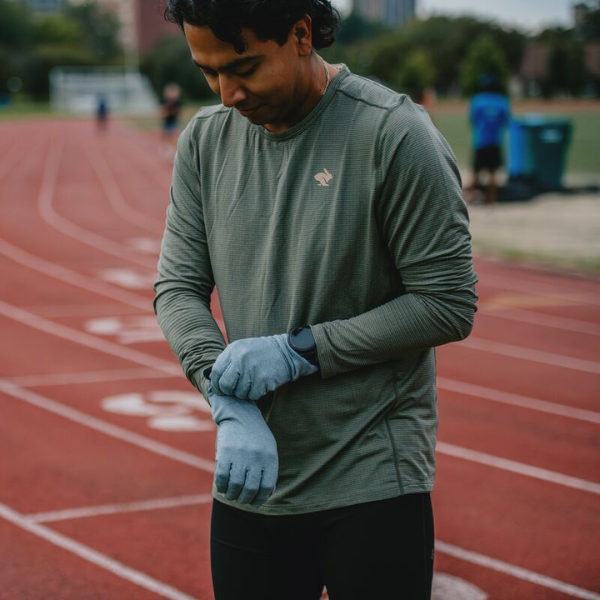 Man wearing gloves