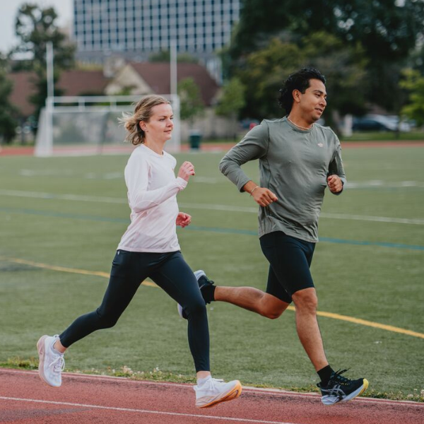 Man and woman running together