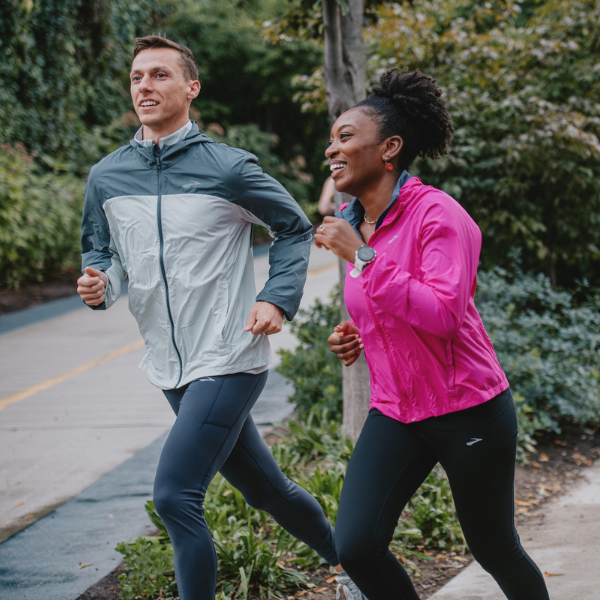 Man and woman running together
