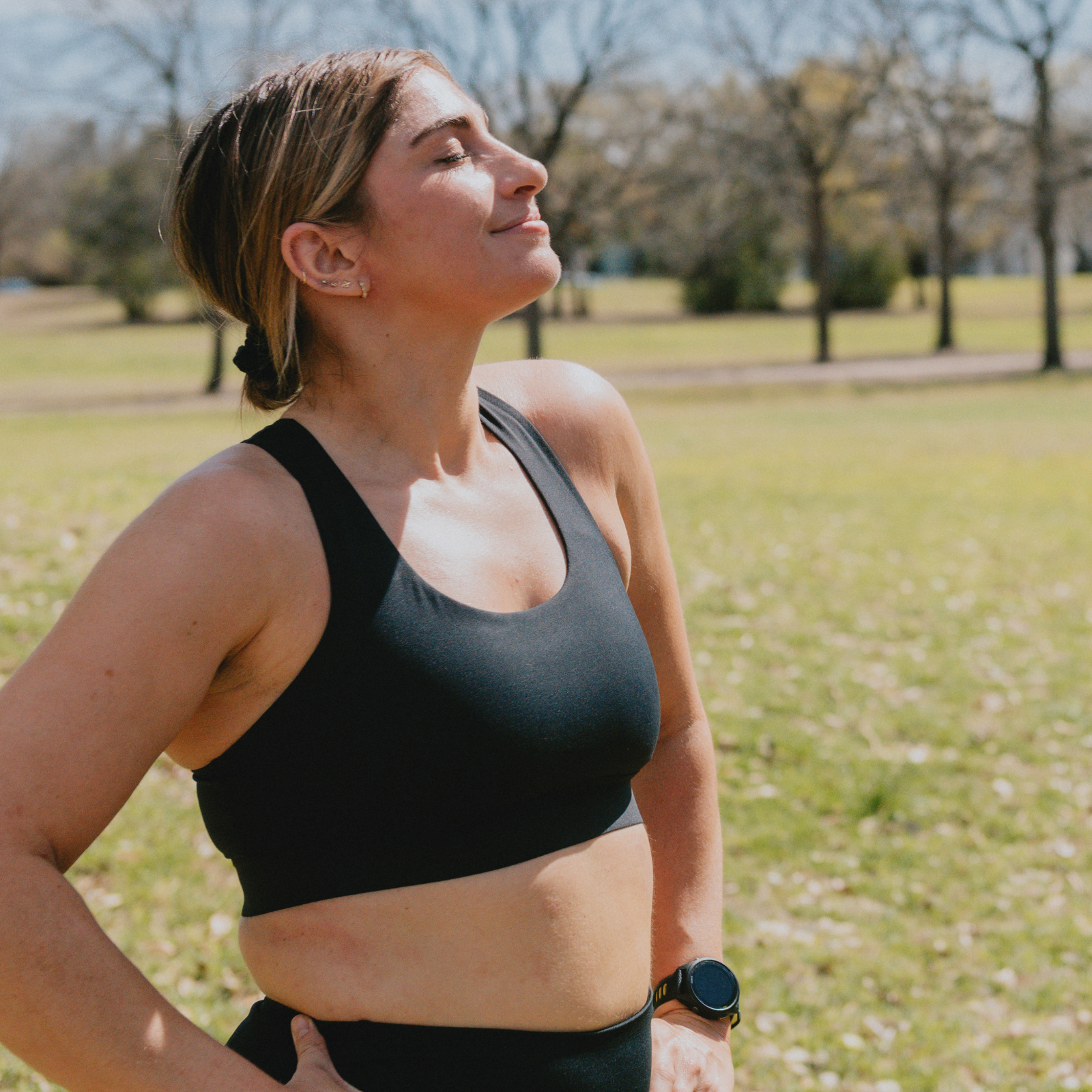 Runner wearing a sports bra