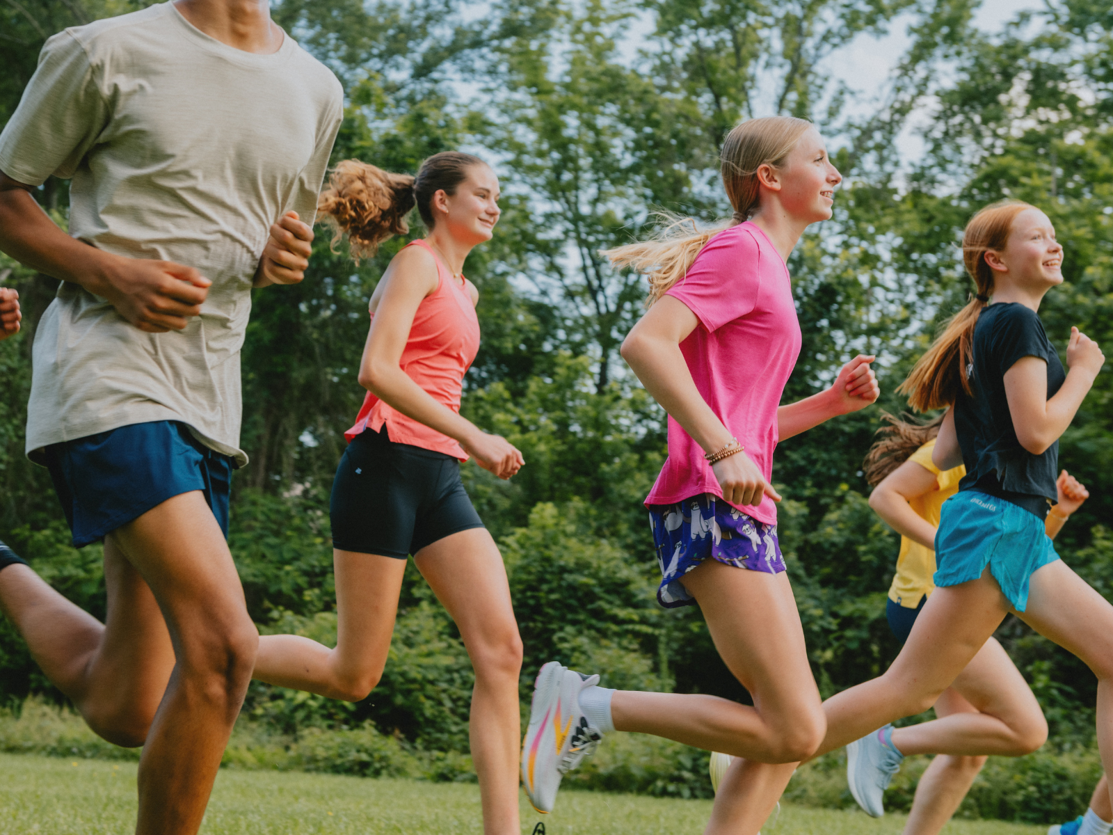 Group of students running
