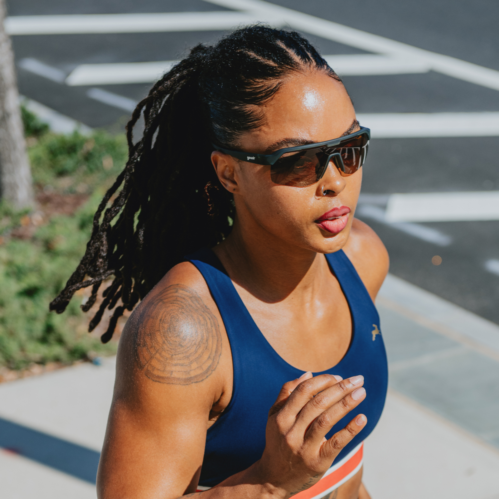 Woman wearing sunglasses