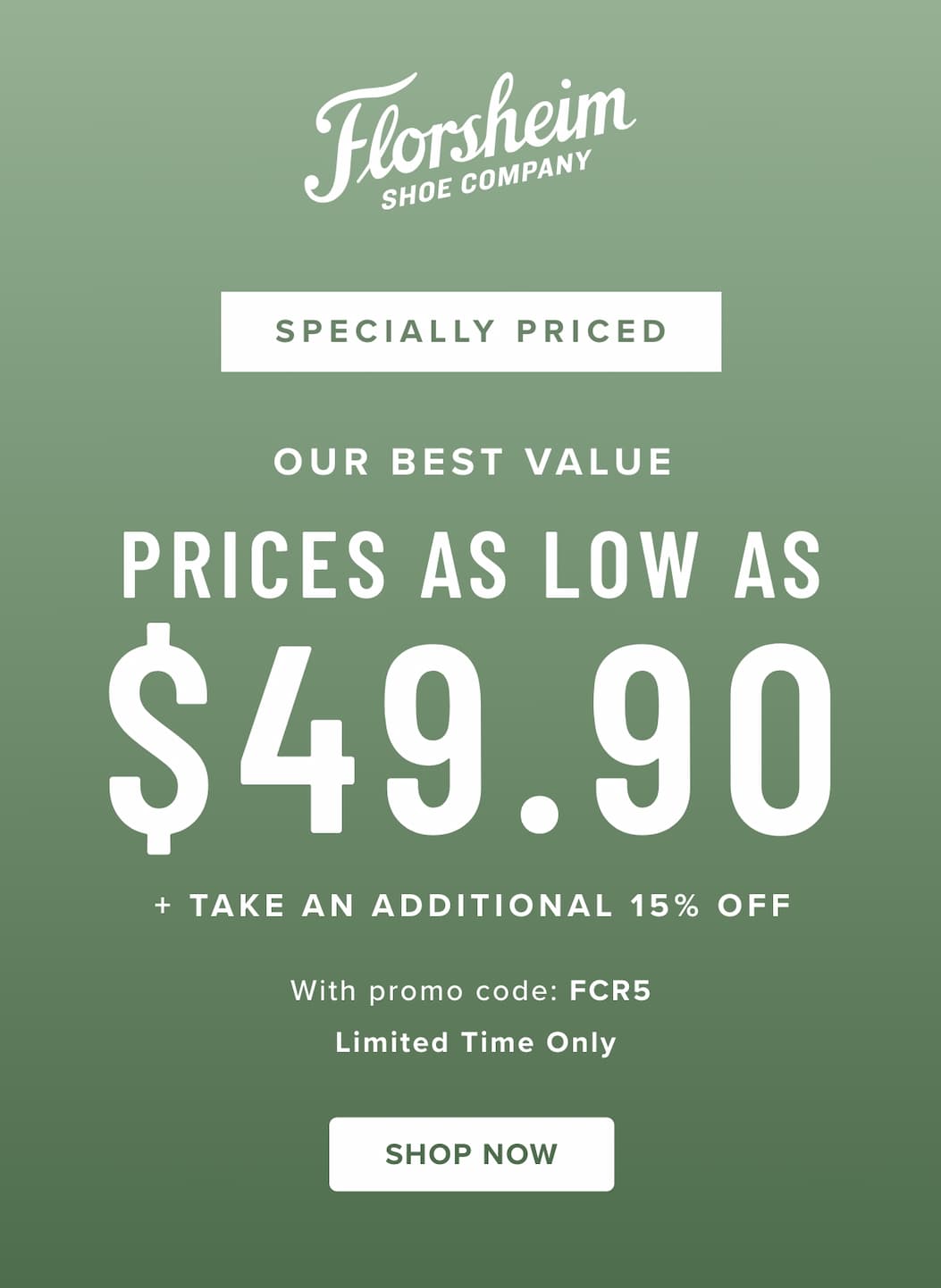 Prices as low as $49.90 + Take an additional 15% off with code FCR5. Display images to learn more.