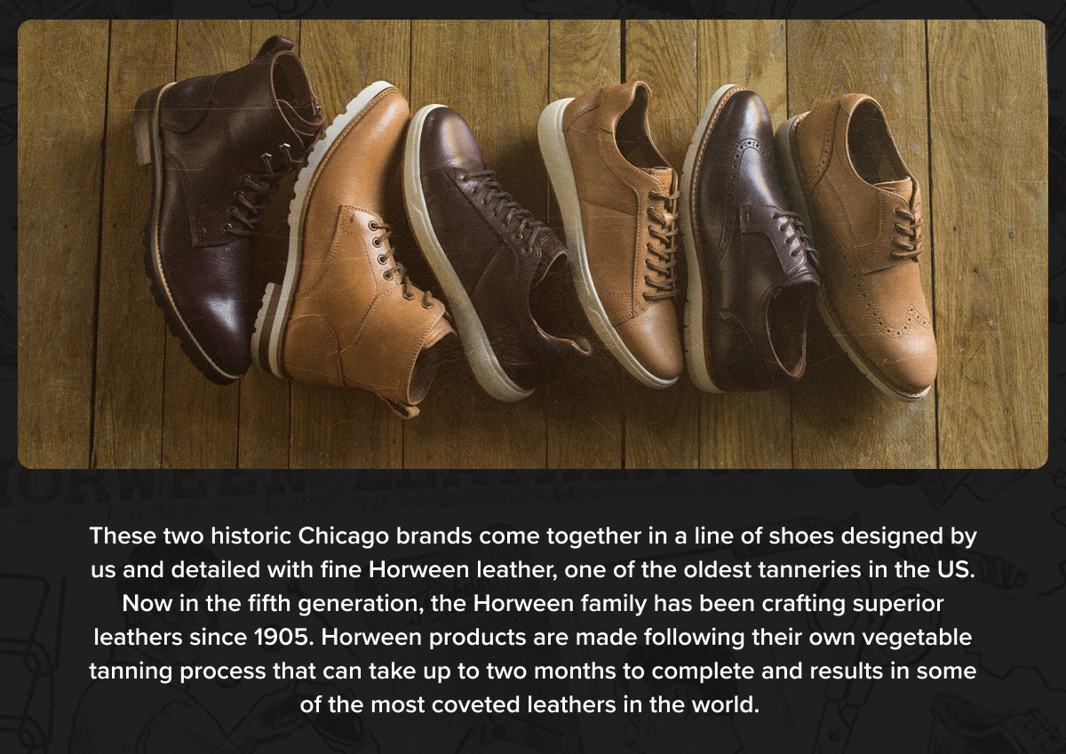 Chicago brands come together in a line of shoes designed by us. Display images to learn more.
