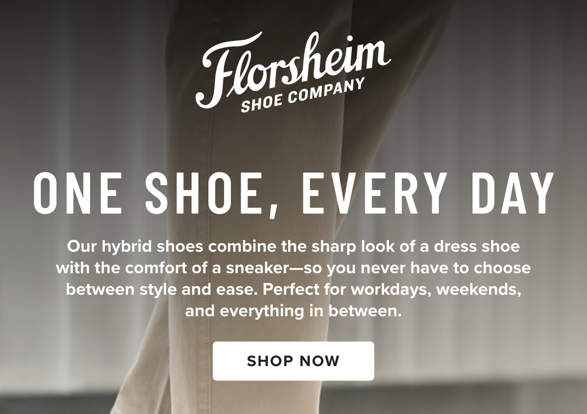 Our hybrid shoes combine the sharp look of a dress shoe and sneaker. Display images to learn more.