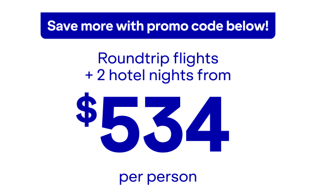 Roundtrip flights + 2 hotel nights from $534 per person.