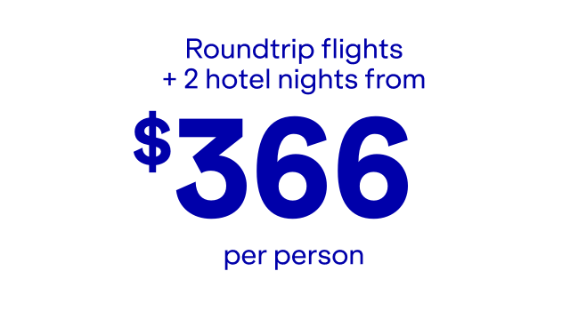 Roundtrip flights + 2 hotel nights from $366 per person.