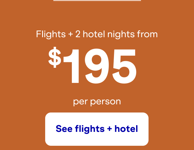 Roundtrip flights + 2 hotel nights from $195 per person. Price shown: JFK to RSW.