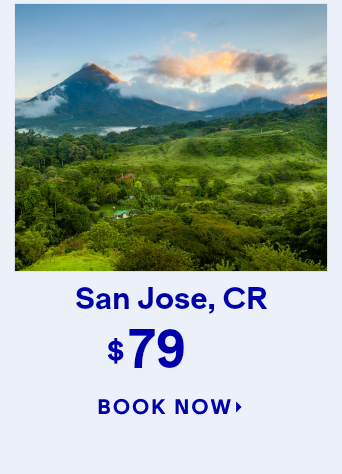 JFK to SJO flights starting at 79 one-way. Click here to book now.