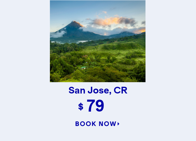 JFK to SJO flights starting at 79 one-way. Click here to book now.