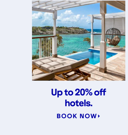 Up to 20% off hotels. Click here to book now.