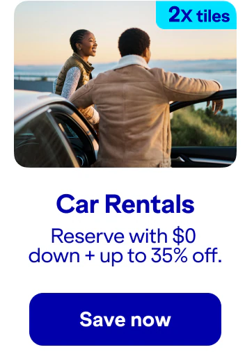Earn two-times tiles on car rentals. Reserve with $0 down plus up thiry-five percent off. Click here to save now.