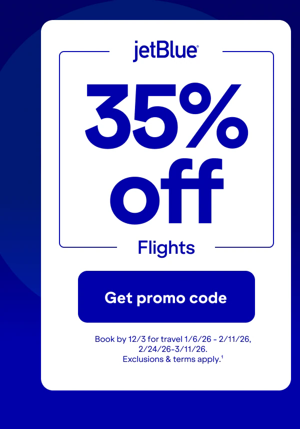 35% off flights. Book by December 3 for travel between January 6, 2026 and February 11, 2026 as well as between February 24, 2026 and March 11, 2026. Exclusion and terms apply (1). Click here to get promo code.
