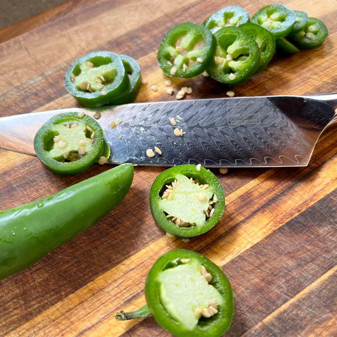 F.N. Sharp Chef's Knife With Whole and Sliced Jalapeno