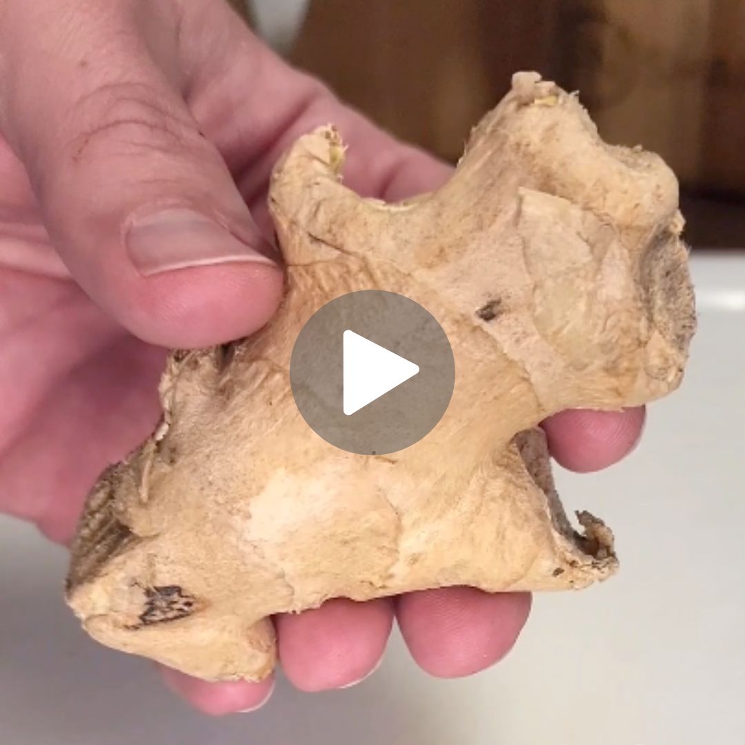 Screengrab from video about how to cut ginger