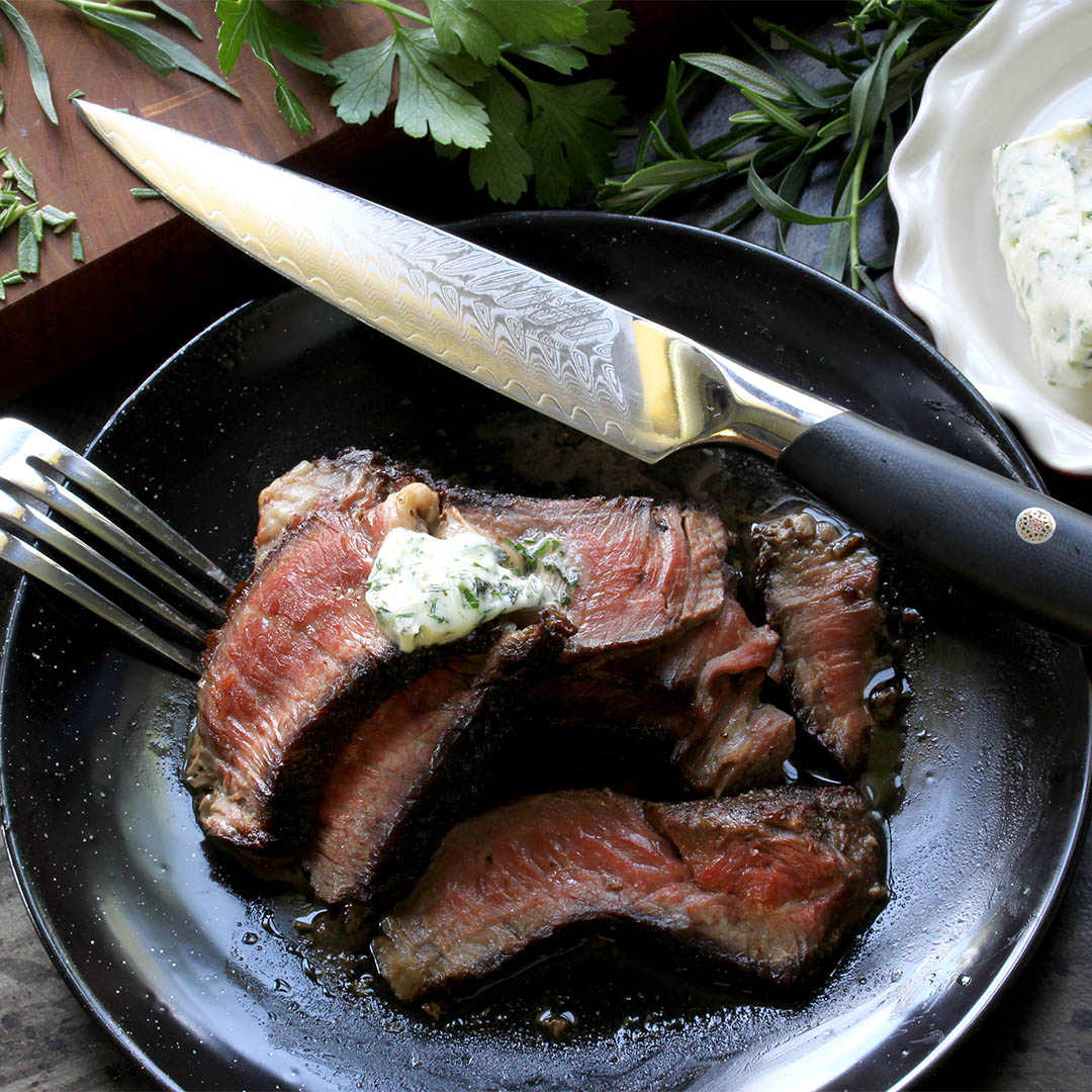 F.N. Sharp Utility Knife with petite sirloin steak