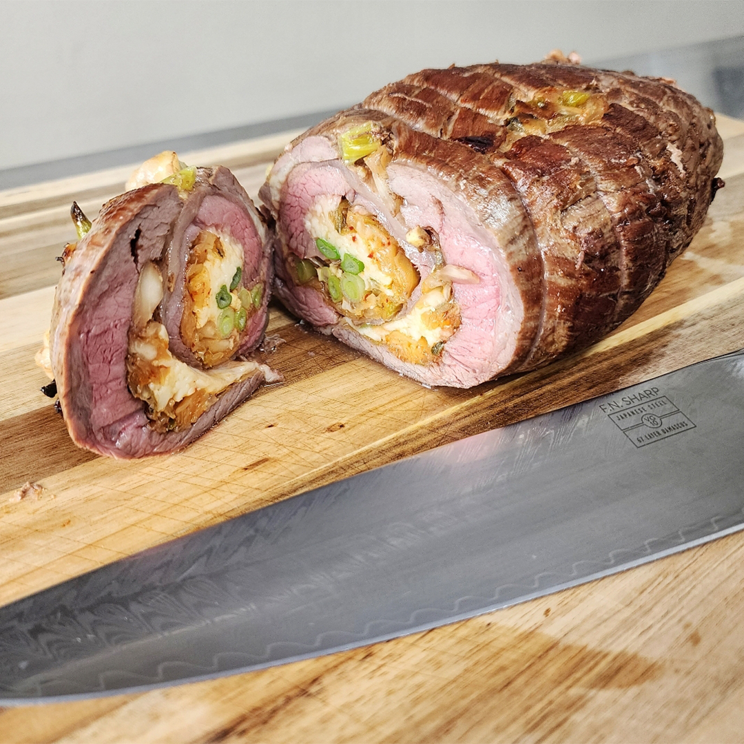 F.N. Sharp Chef's Knife with stuffed flank steak