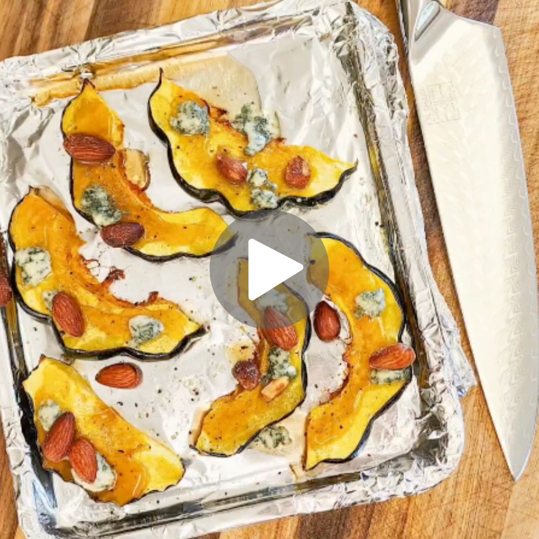 F.N. Sharp Chef's Knife with baked acorn squash slices