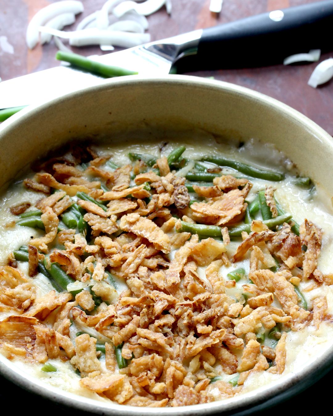 F.N. Sharp Utility Knife with homemade green bean casserole