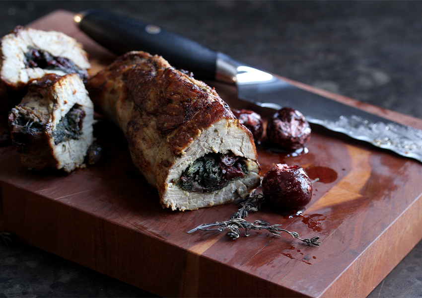 Recipe for Cherry, Spinach & Thyme Stuffed Pork Tenderloin