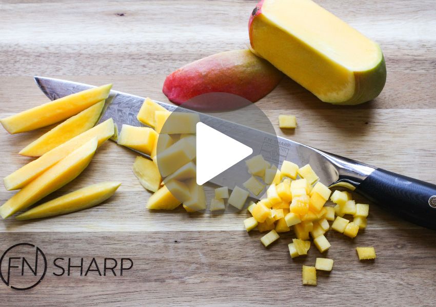 F.N. Sharp Chef's Knife With Mango Cut 3 Ways