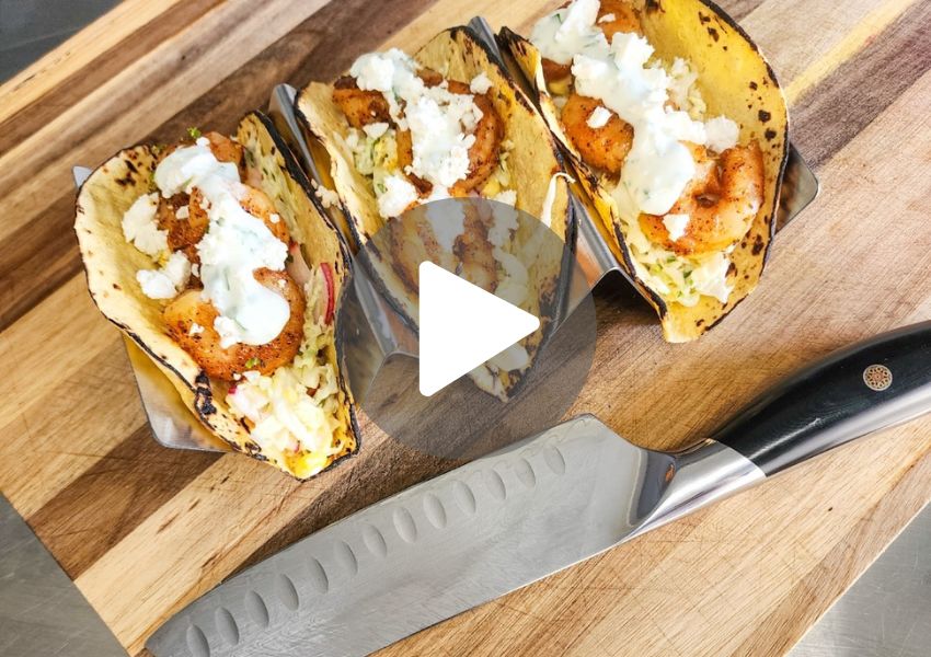 Follow-Along Recipe Video For Shrimp Tacos With Slaw