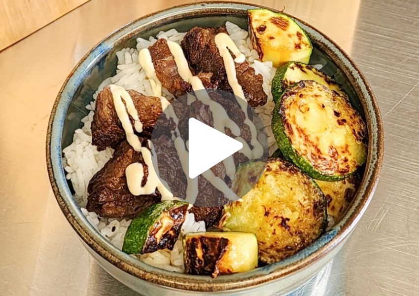 Follow-Along How-To Video Recipe for Steak & Zucchini Hibachi