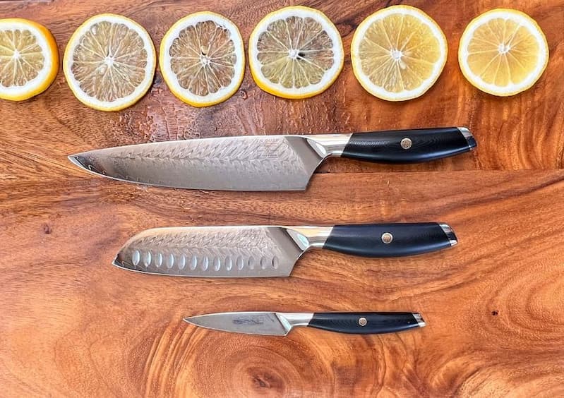 F.N. Sharp 3-Knife Set with sliced lemons