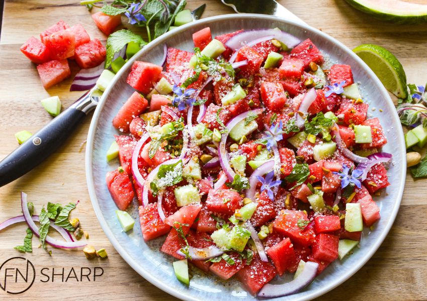 Watermelon, Cucumber & Mint Cotija Salad