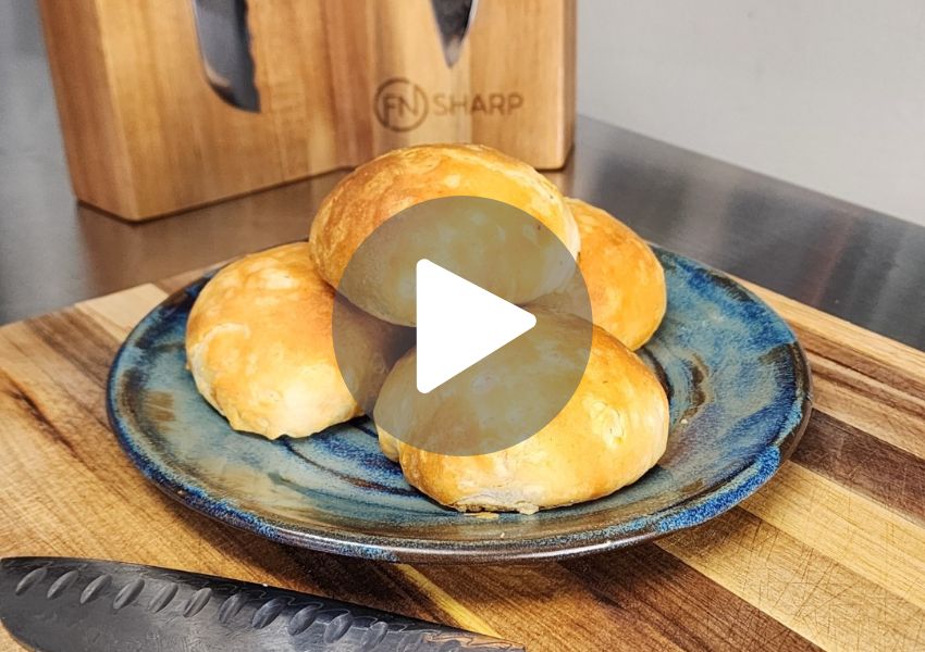F.N. Sharp Santoku Knife With Plated Breakfast Bombs