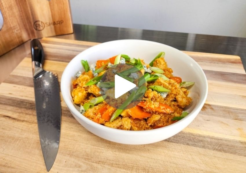 F.N. Sharp Chef's Knife With Buffalo Chicken Quinoa "Salad"