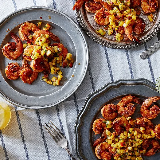 Shrimp with Peach Salsa