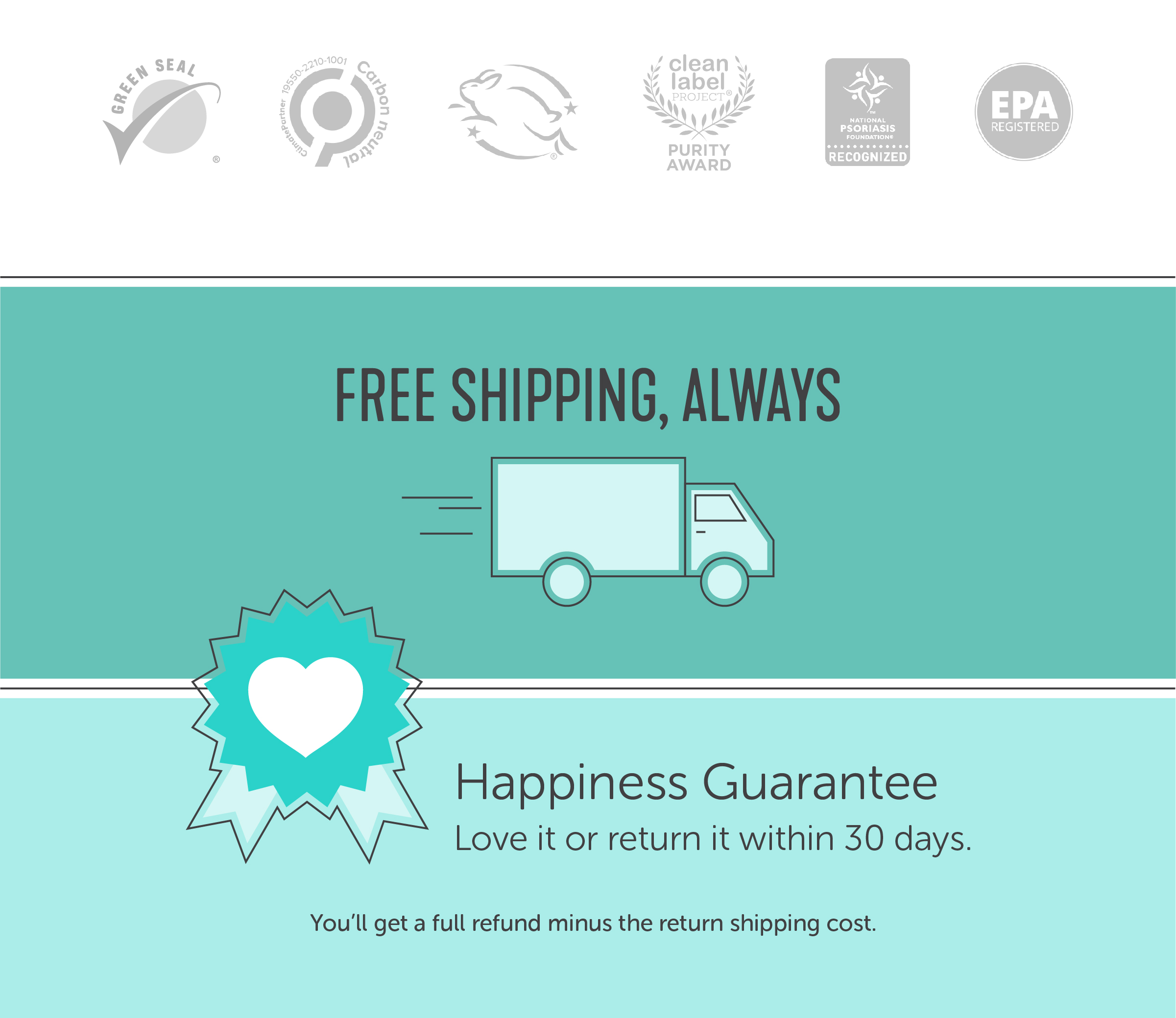 FREE SHIPPING, ALWAYS